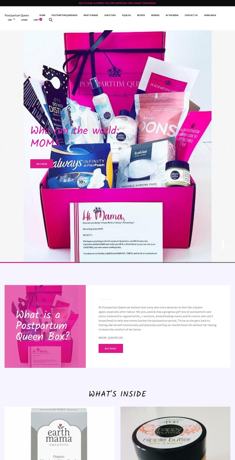 postpartumqueen.com shopify website screenshot