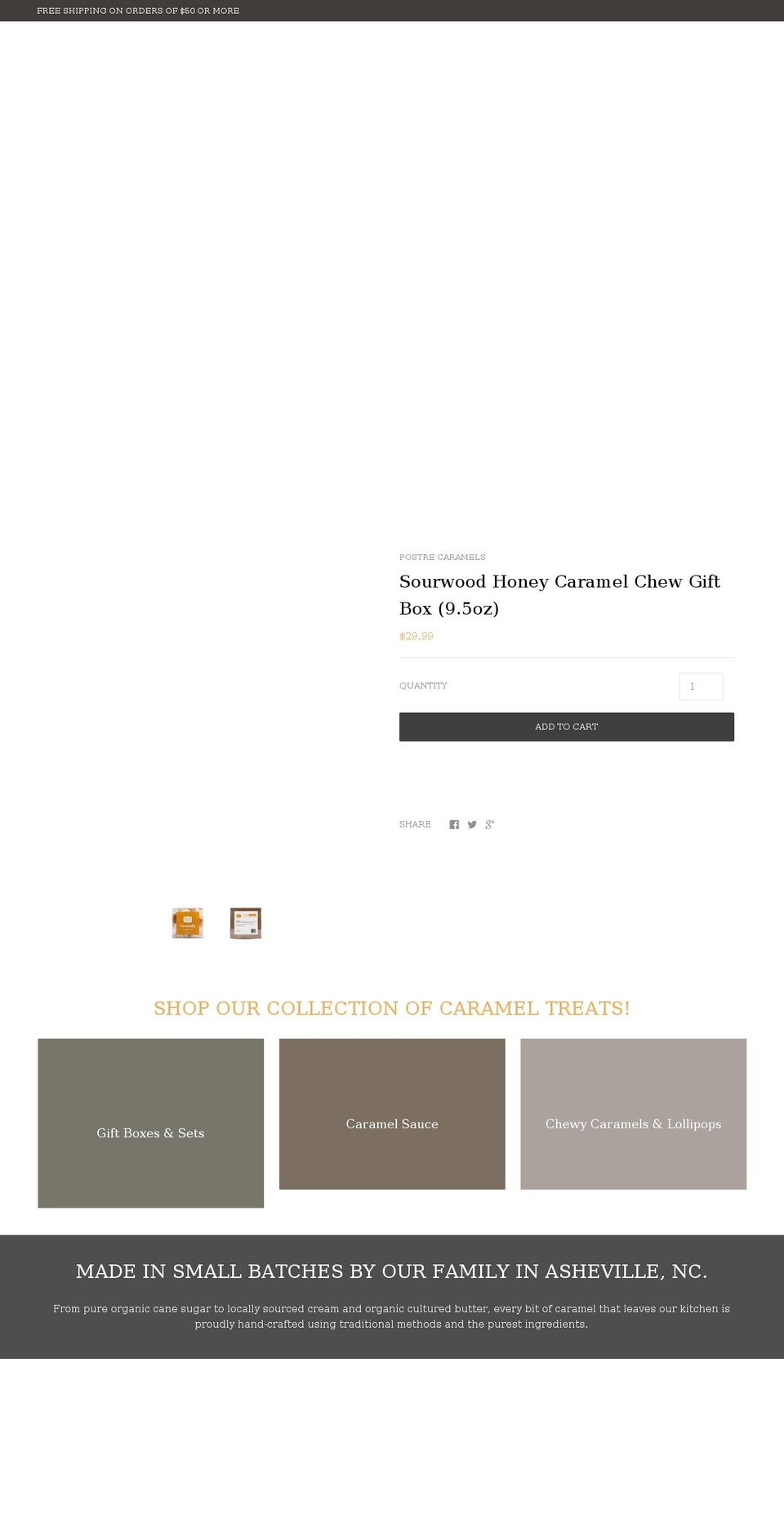postrecaramels.com shopify website screenshot