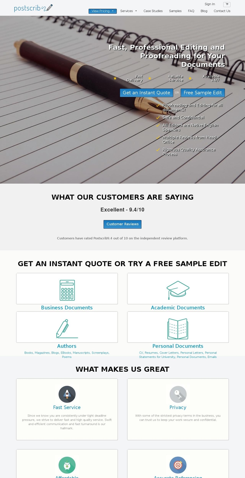 postscrib.com shopify website screenshot