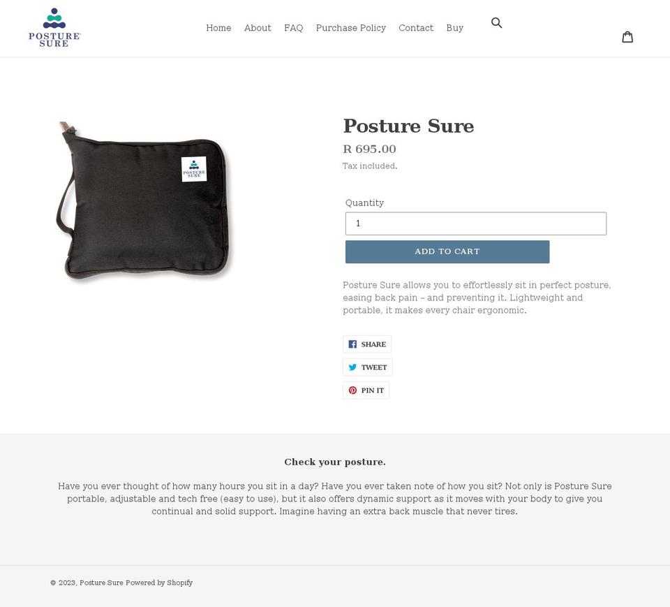 POSTURE Shopify theme site example posture-sure.myshopify.com