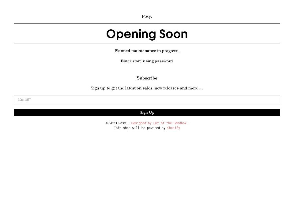 posyamenities.com shopify website screenshot
