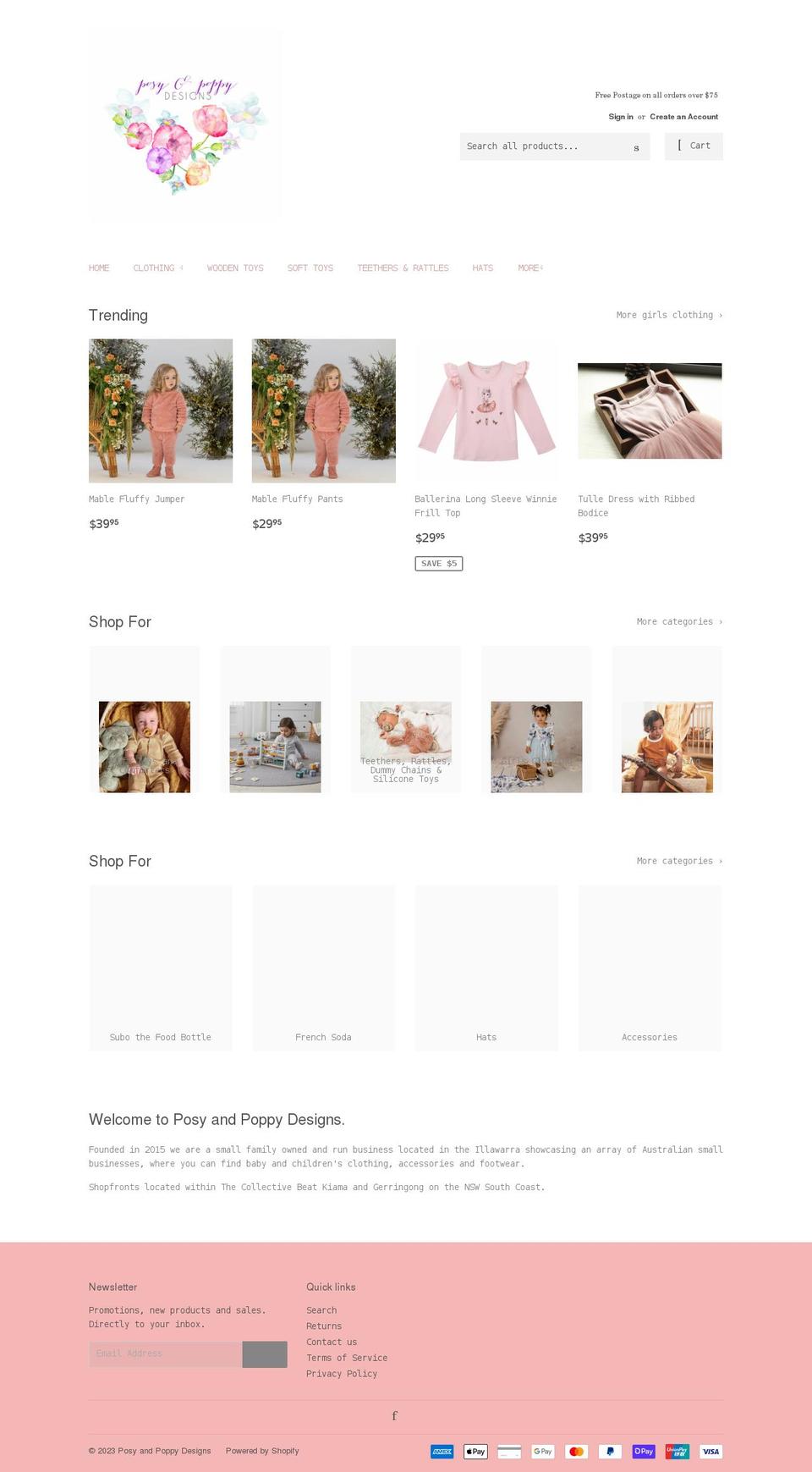 posyandpoppy.com.au shopify website screenshot
