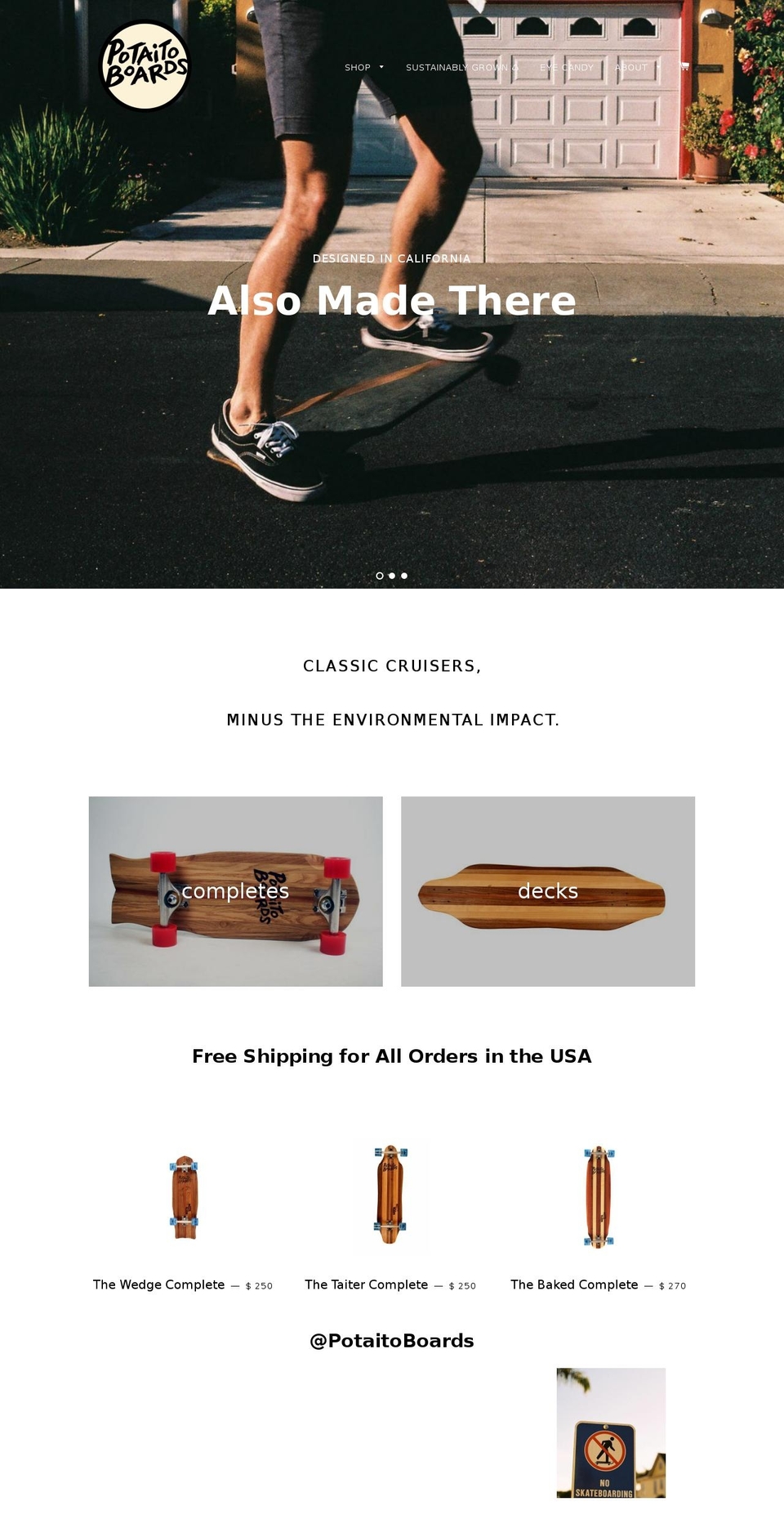potaitoboards.com shopify website screenshot