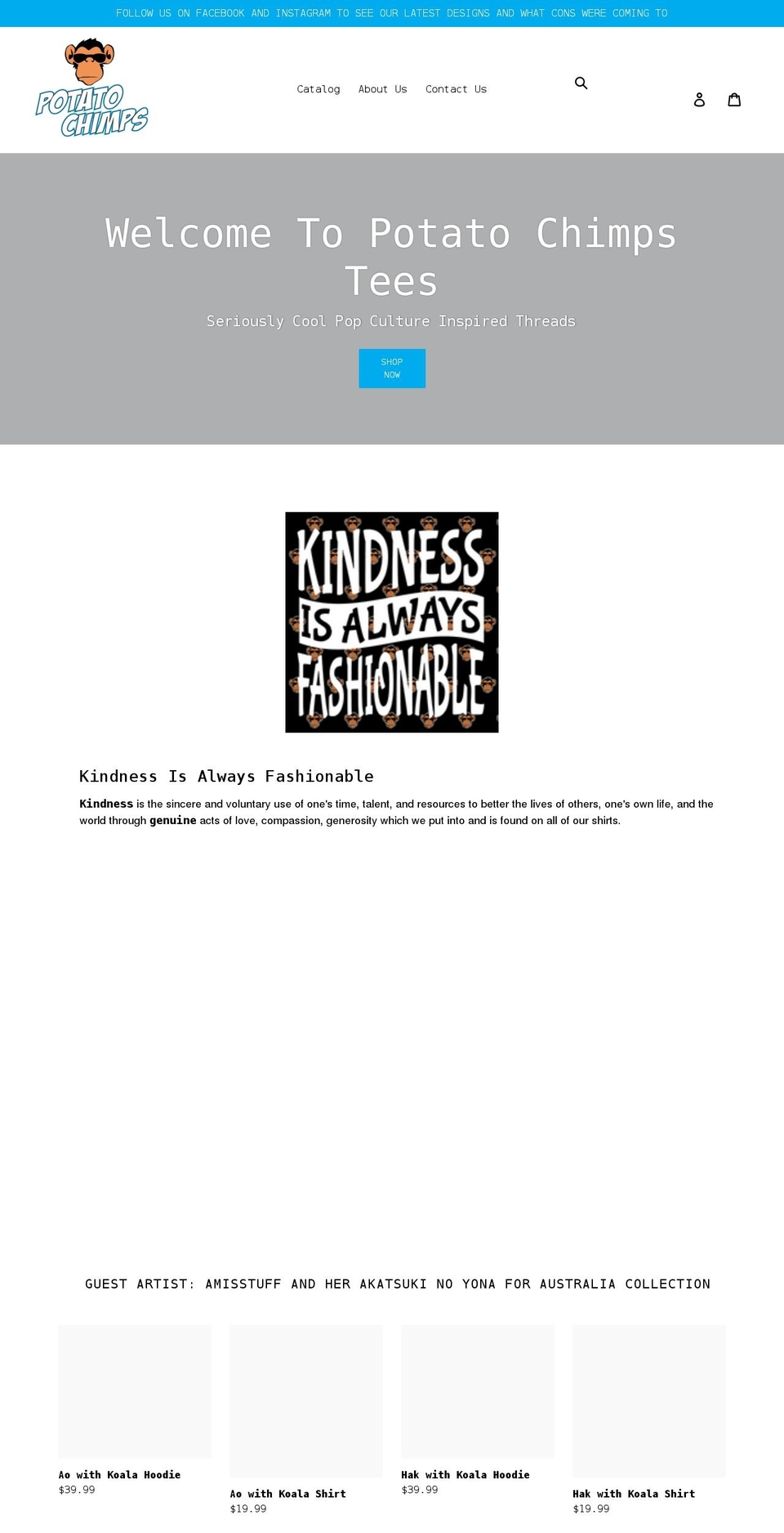 potatochimpstees.com shopify website screenshot