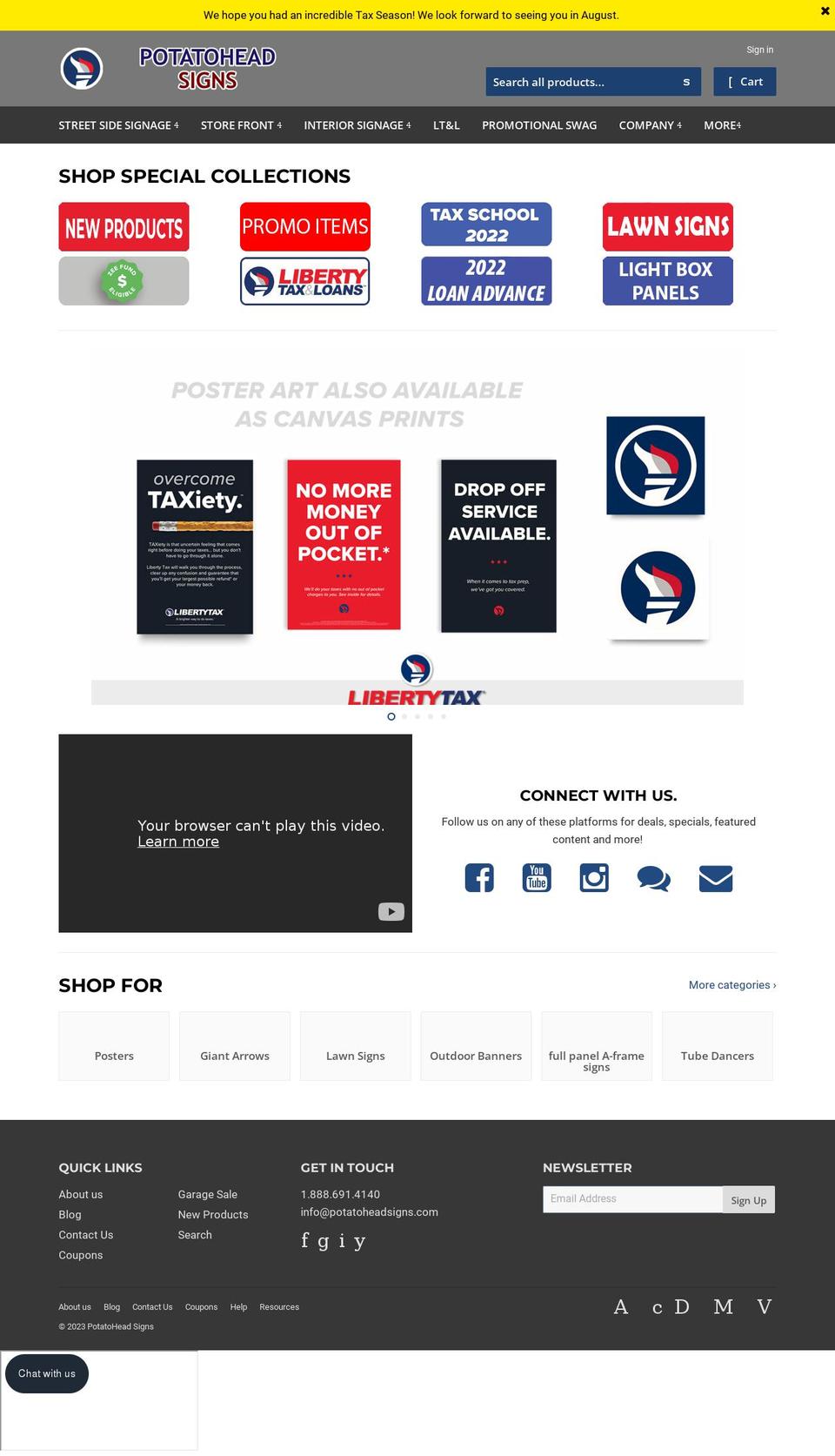 potatoheadsigns.com shopify website screenshot