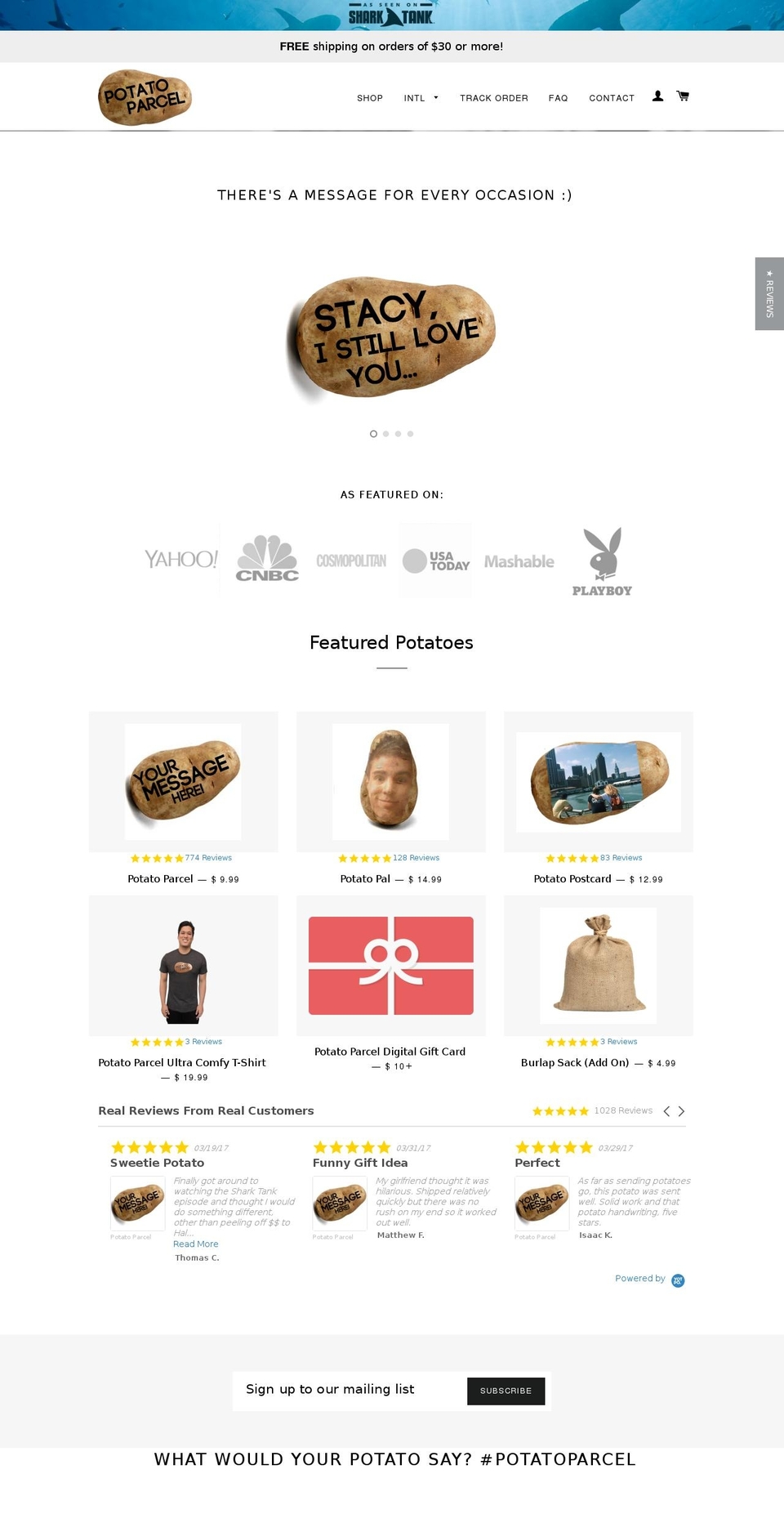 OOTS Support LIVE Shopify theme site example potatoparcel.com