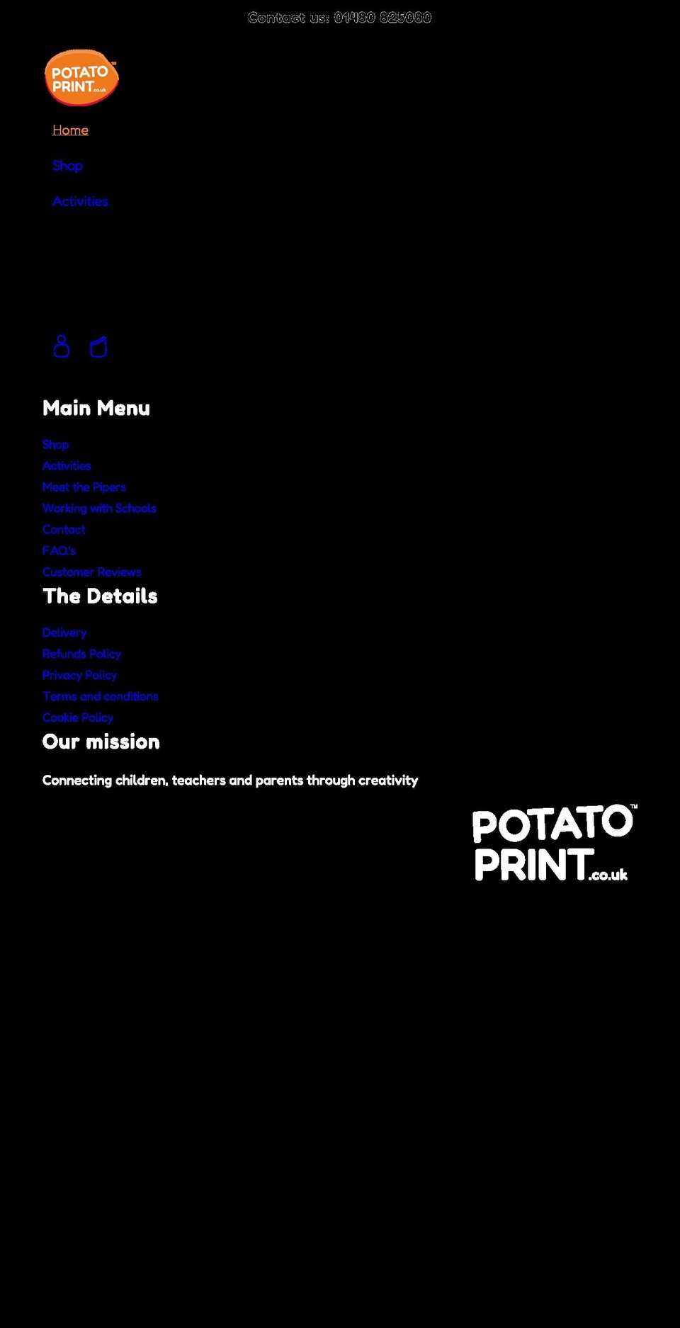 potatoprint.co.uk shopify website screenshot