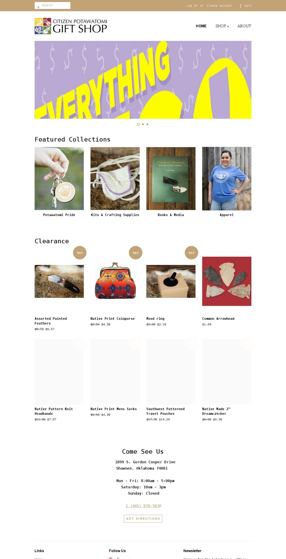 potawatomigifts.com shopify website screenshot