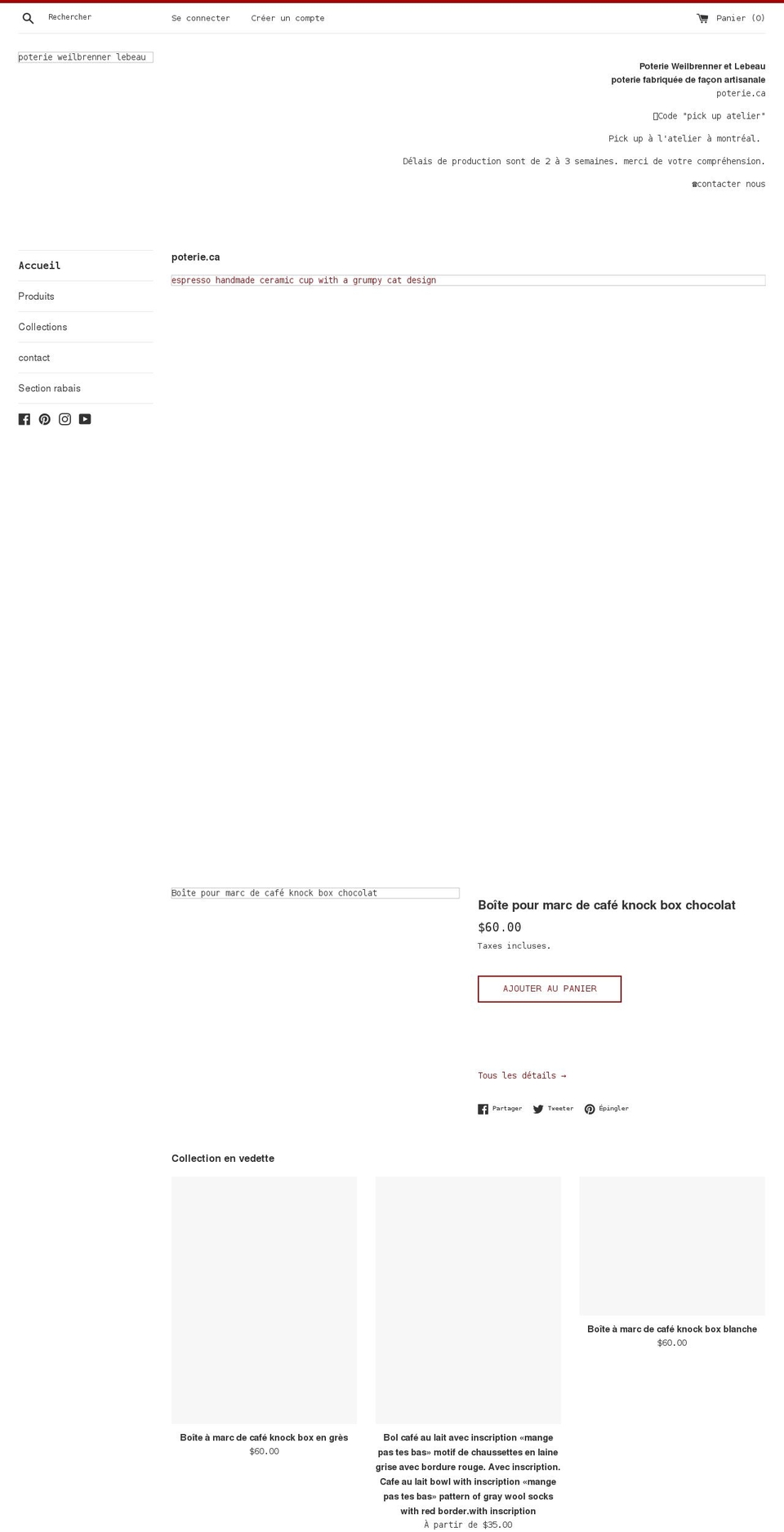 poterie.ca shopify website screenshot