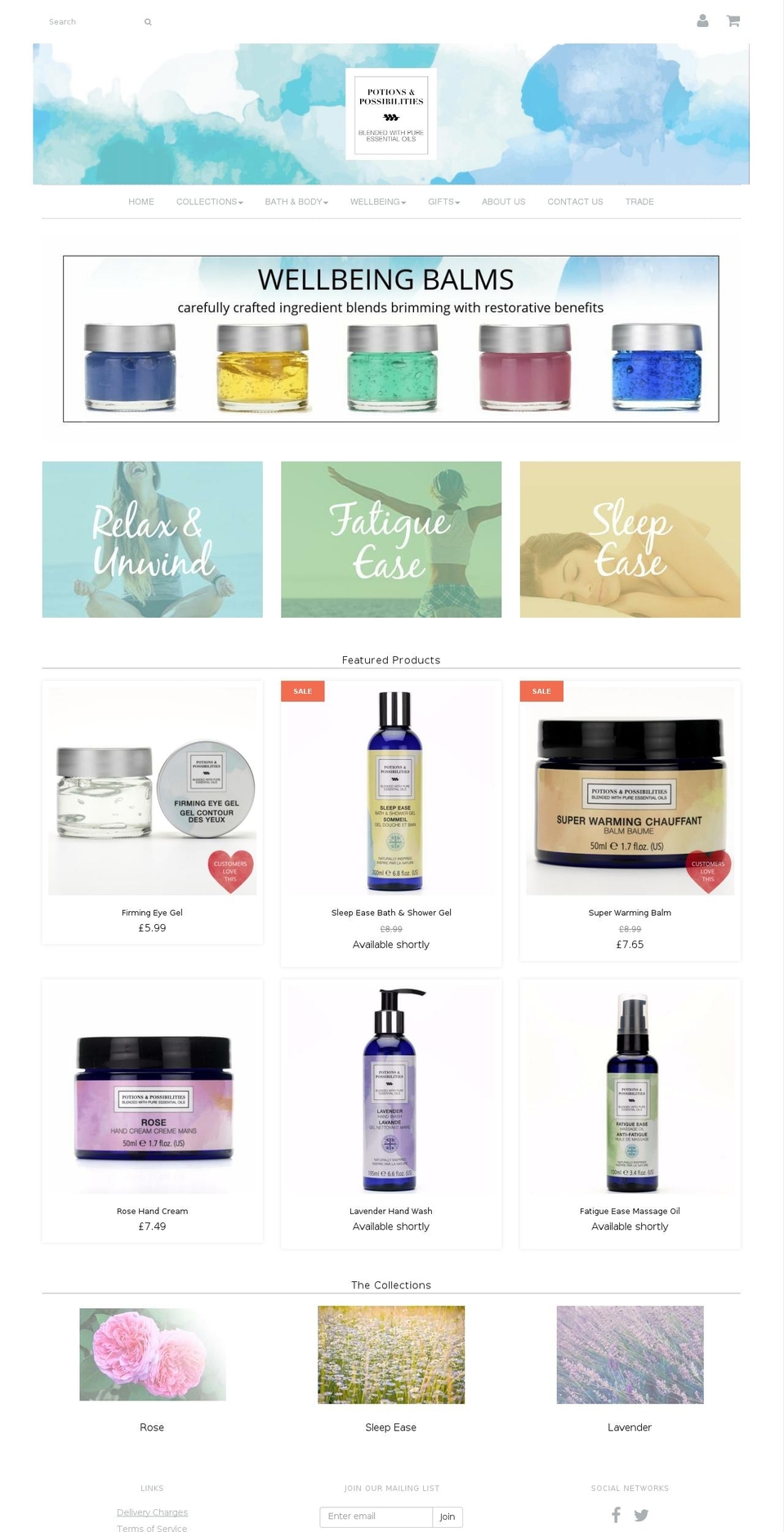 potions.co.uk shopify website screenshot