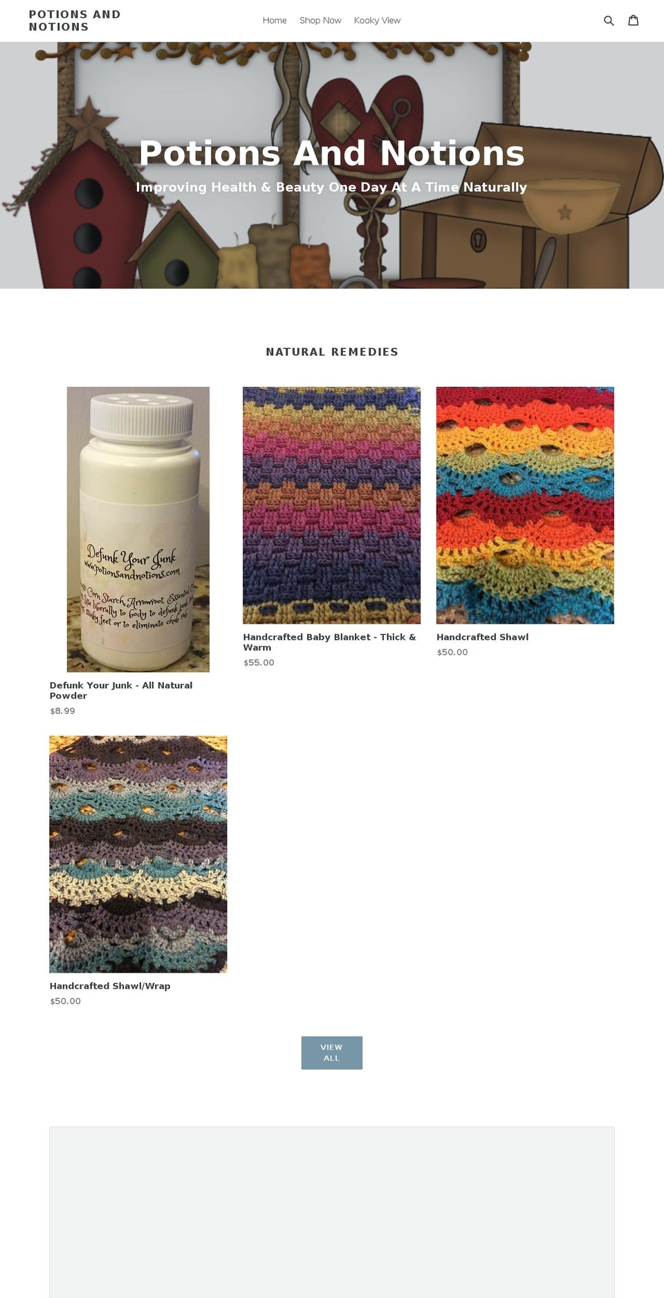 potionsandnotions.com shopify website screenshot