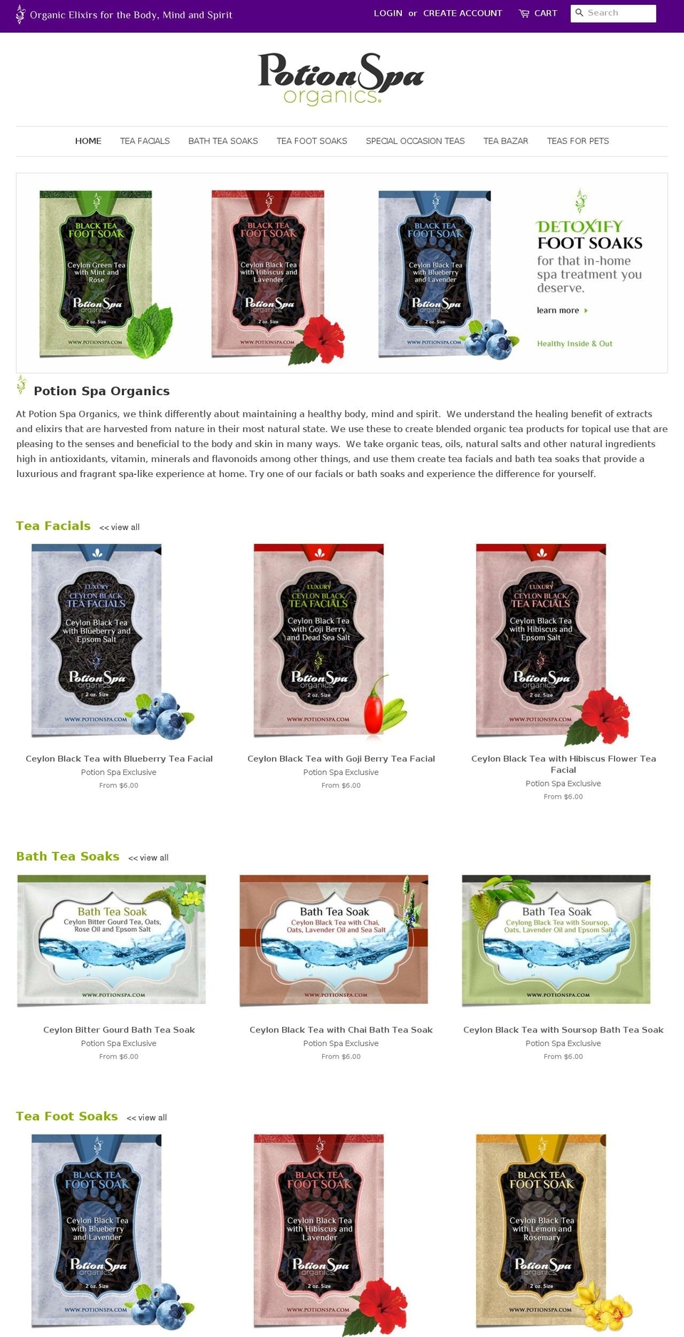 potionspa.com shopify website screenshot