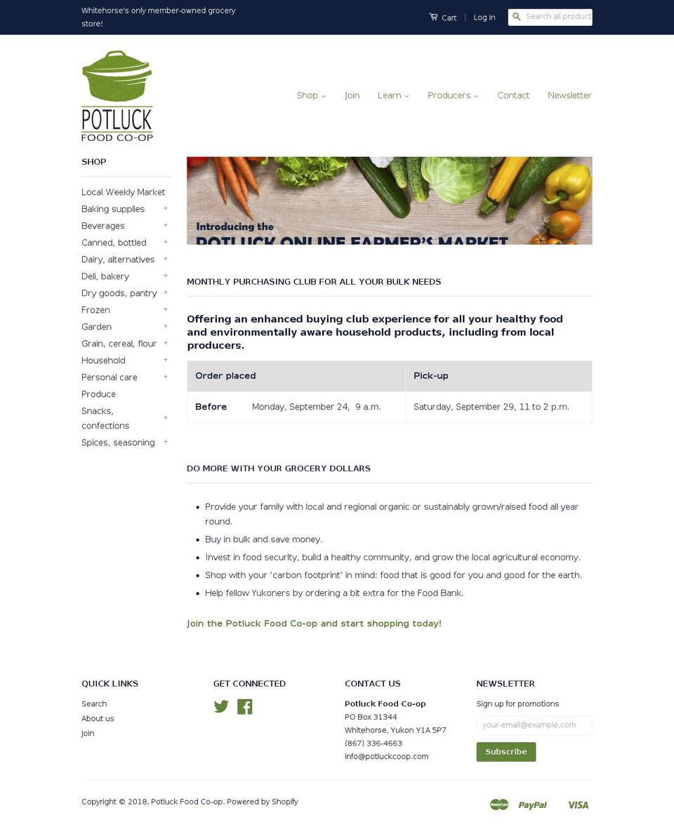 potluckcoop.com shopify website screenshot