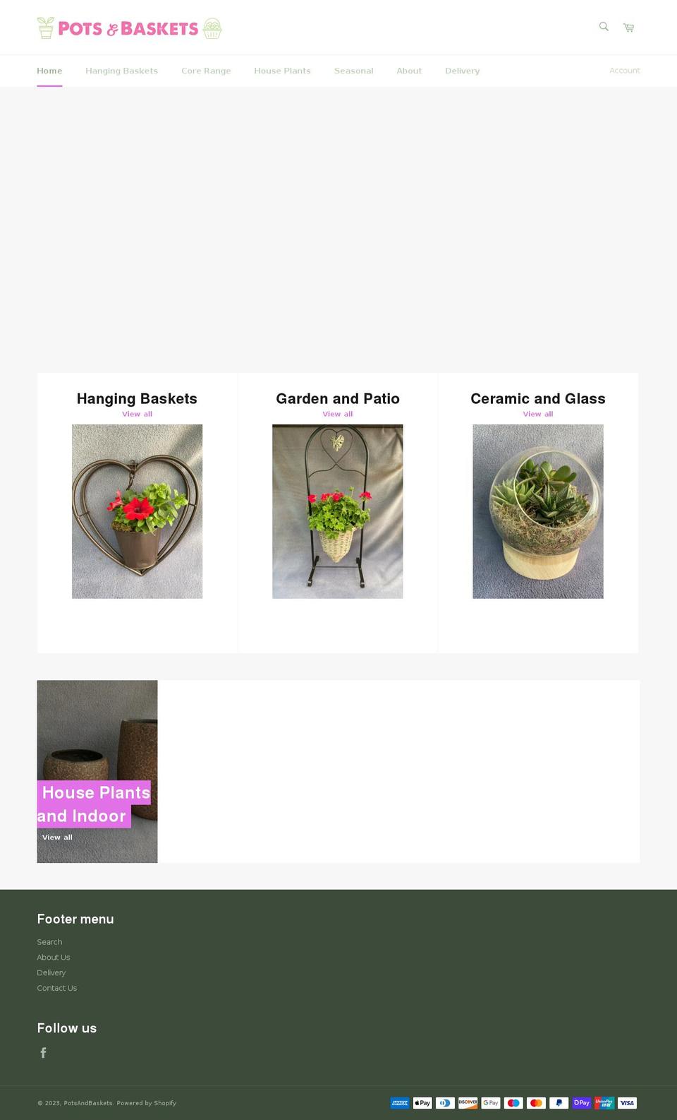 potsandbaskets.co.uk shopify website screenshot