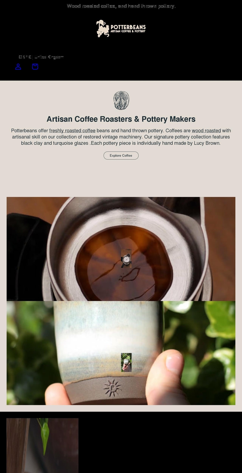 potterbeans.coffee shopify website screenshot