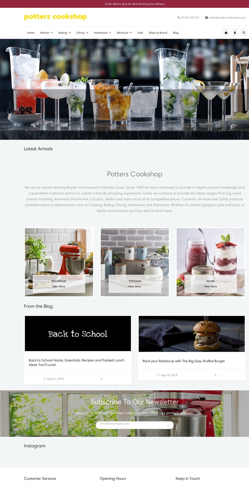 potterscookshop.co.uk shopify website screenshot