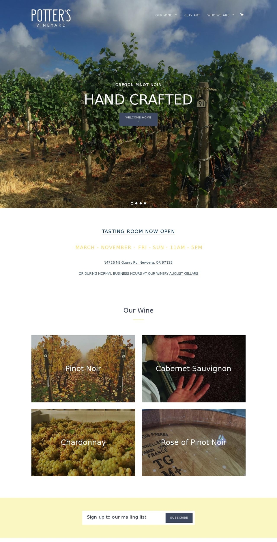 pottersvineyard.com shopify website screenshot
