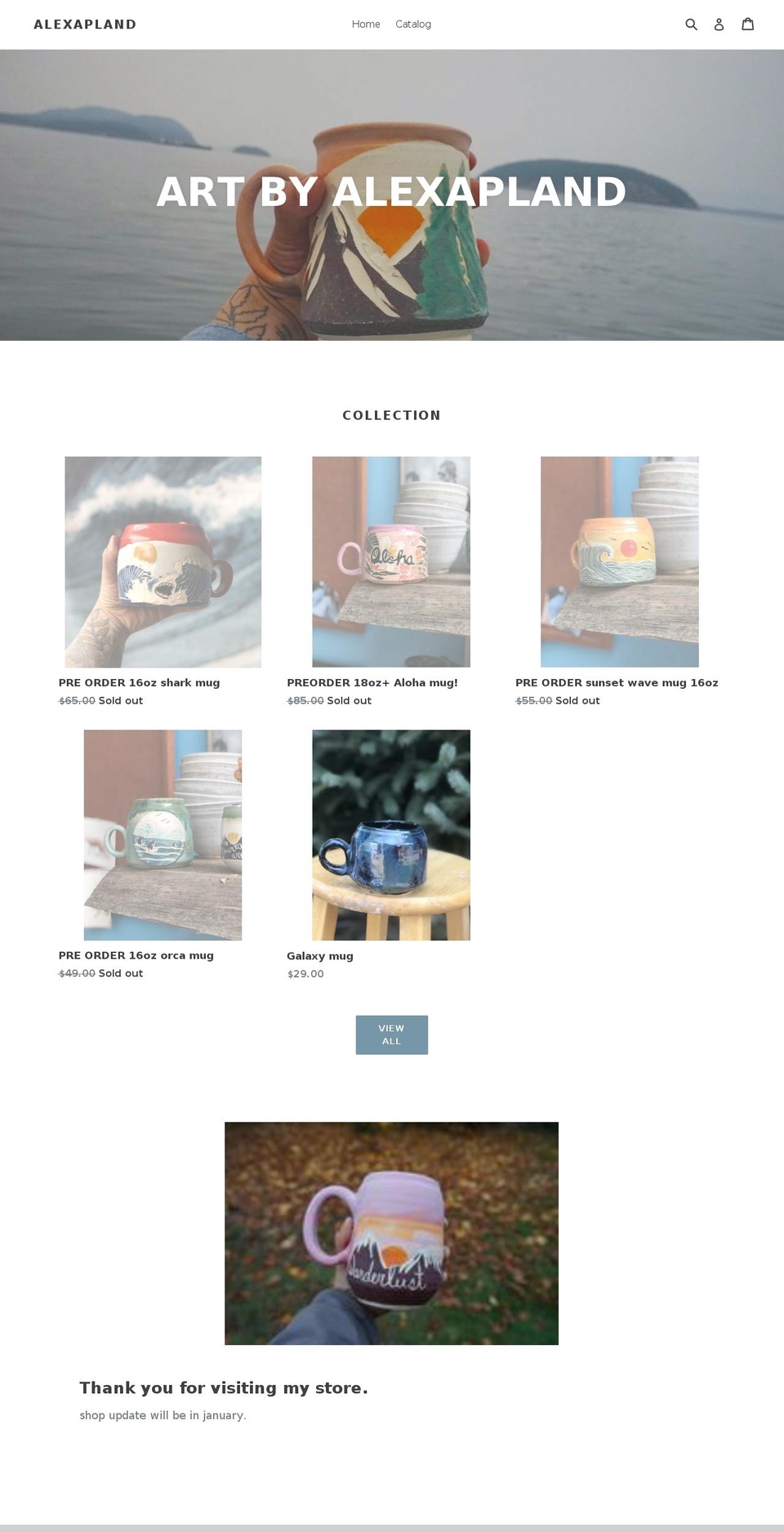 potterybyalexapland.com — Shopify storefront screenshot