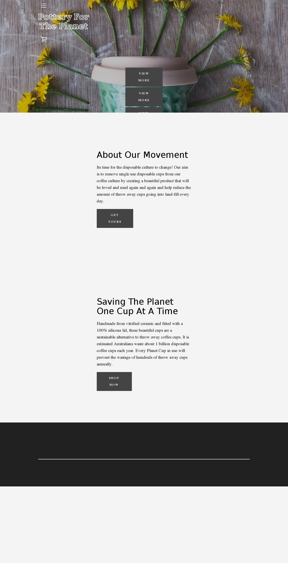potteryfortheplanet.com shopify website screenshot
