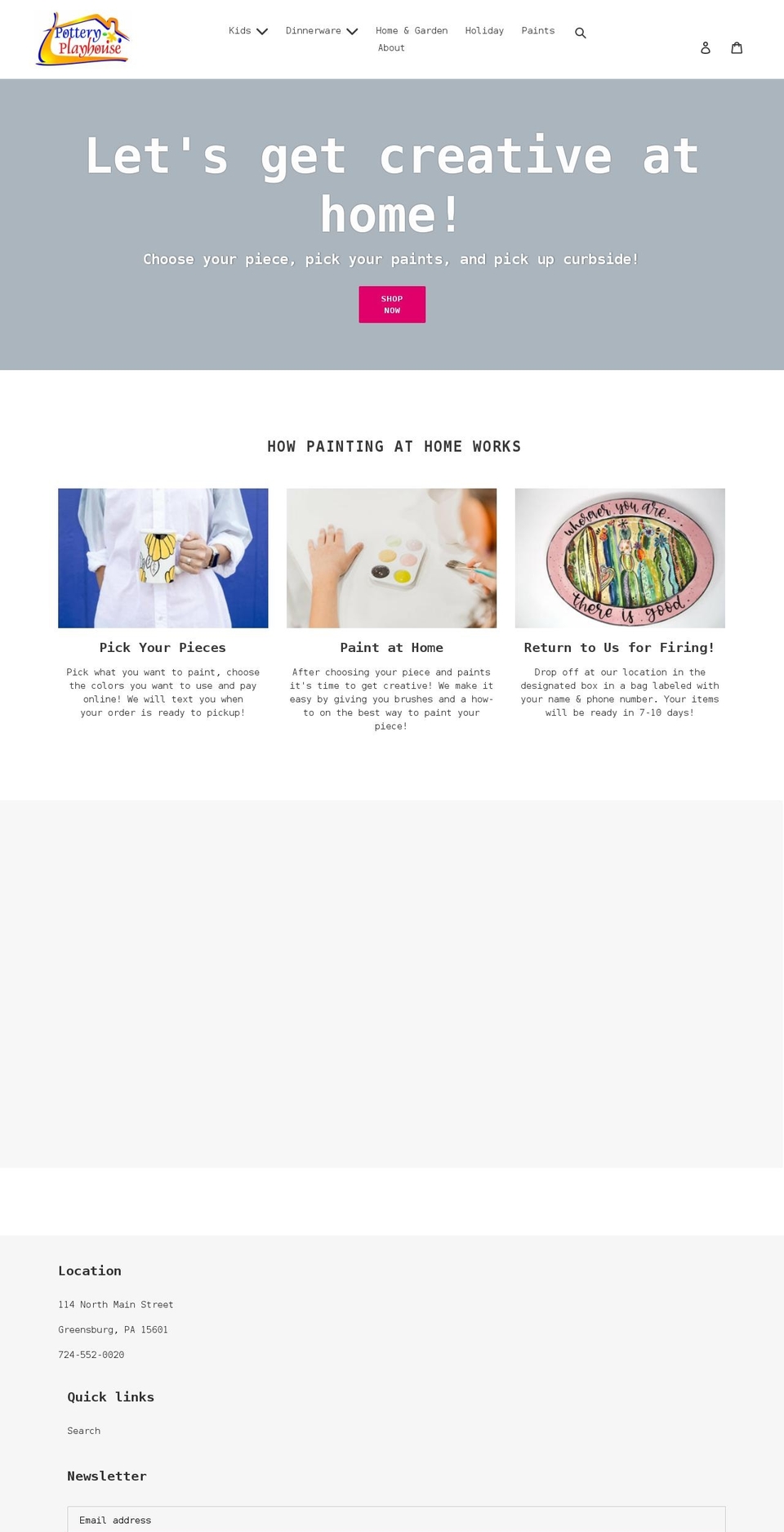 potteryplayhouse.net shopify website screenshot