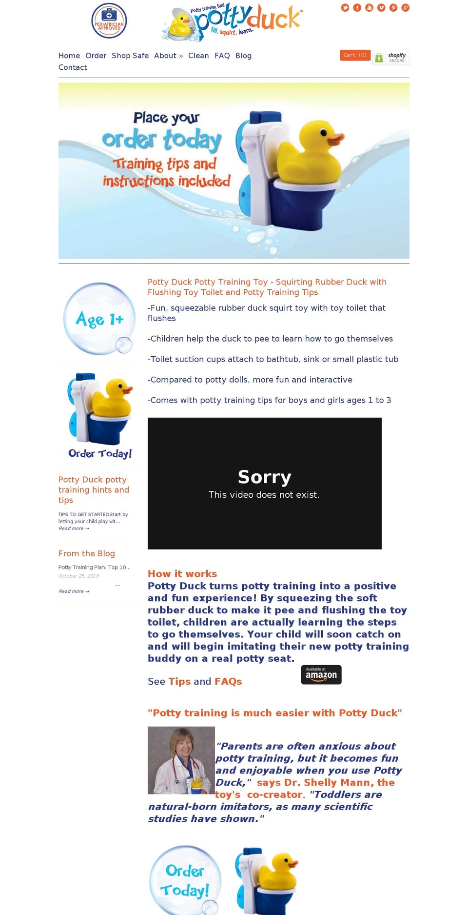 pottyduck.com shopify website screenshot