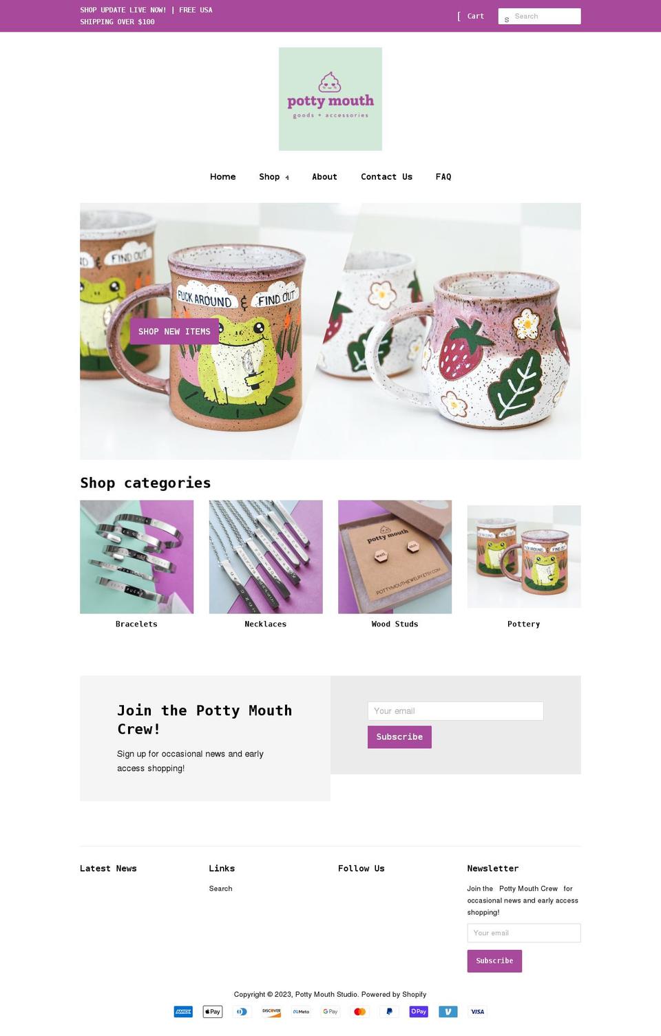pottymouthjewelry.com shopify website screenshot