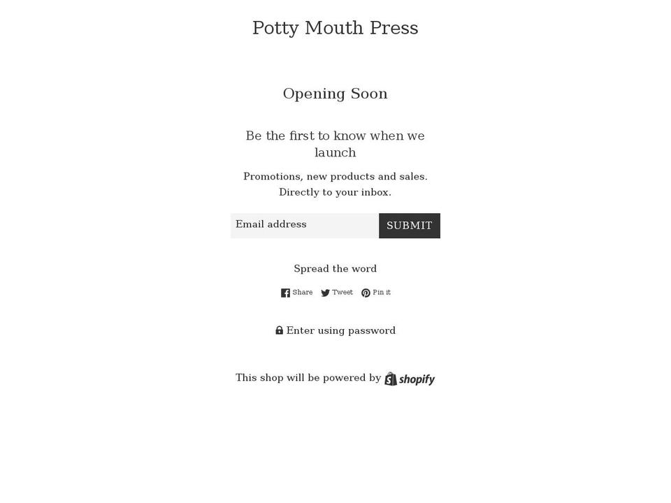 pottymouthpress.com shopify website screenshot