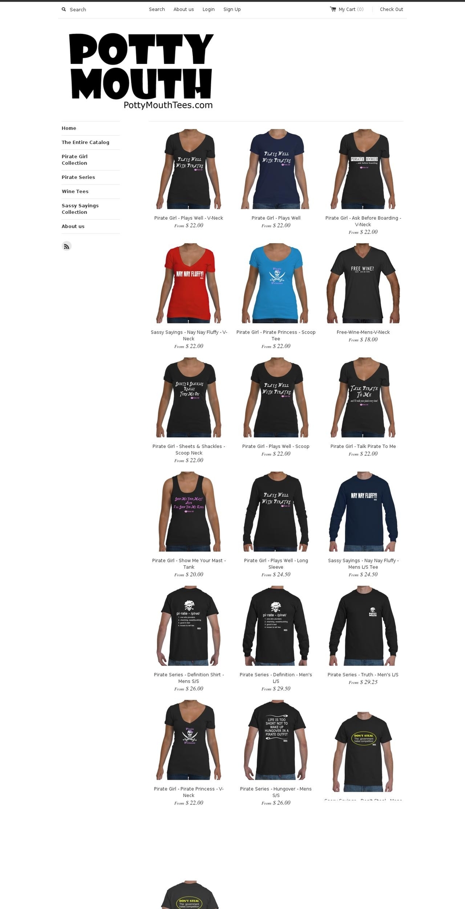 pottymouthtees.com shopify website screenshot
