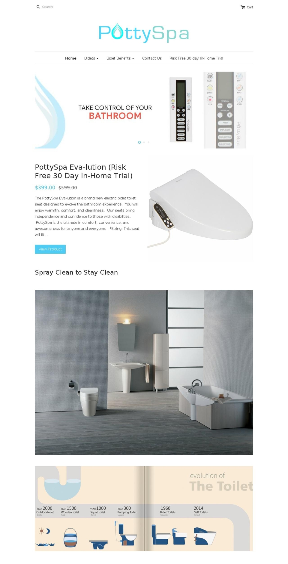 pottyspa.com — Shopify storefront screenshot