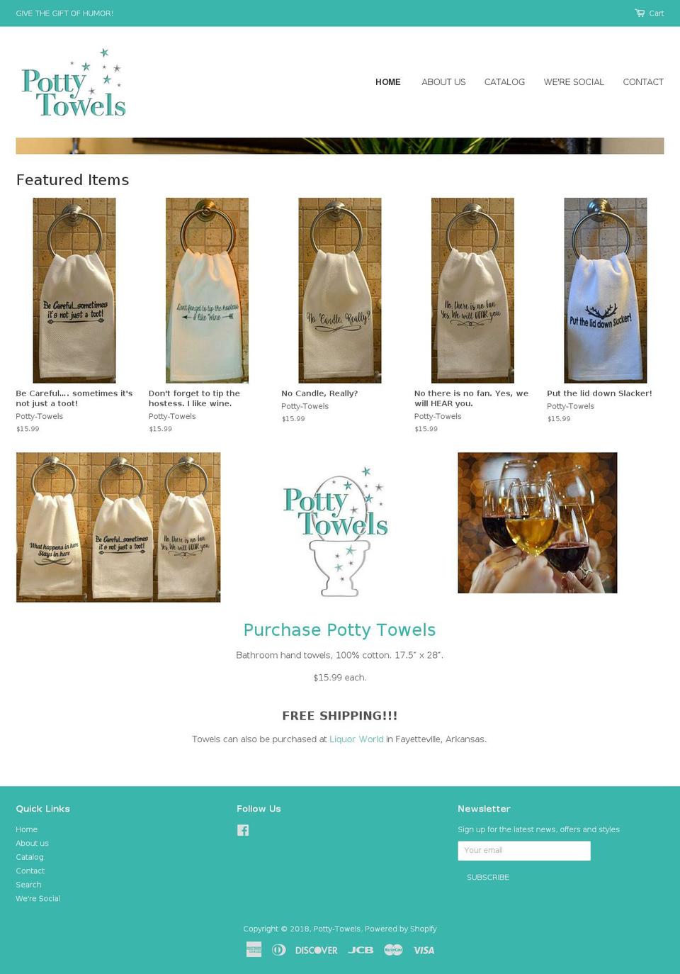 pottytowels.com — Shopify storefront screenshot