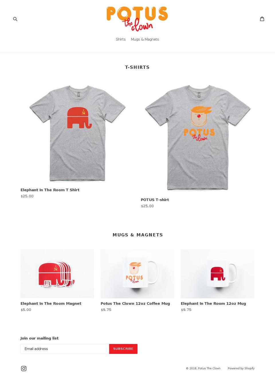 potustheclown.com shopify website screenshot