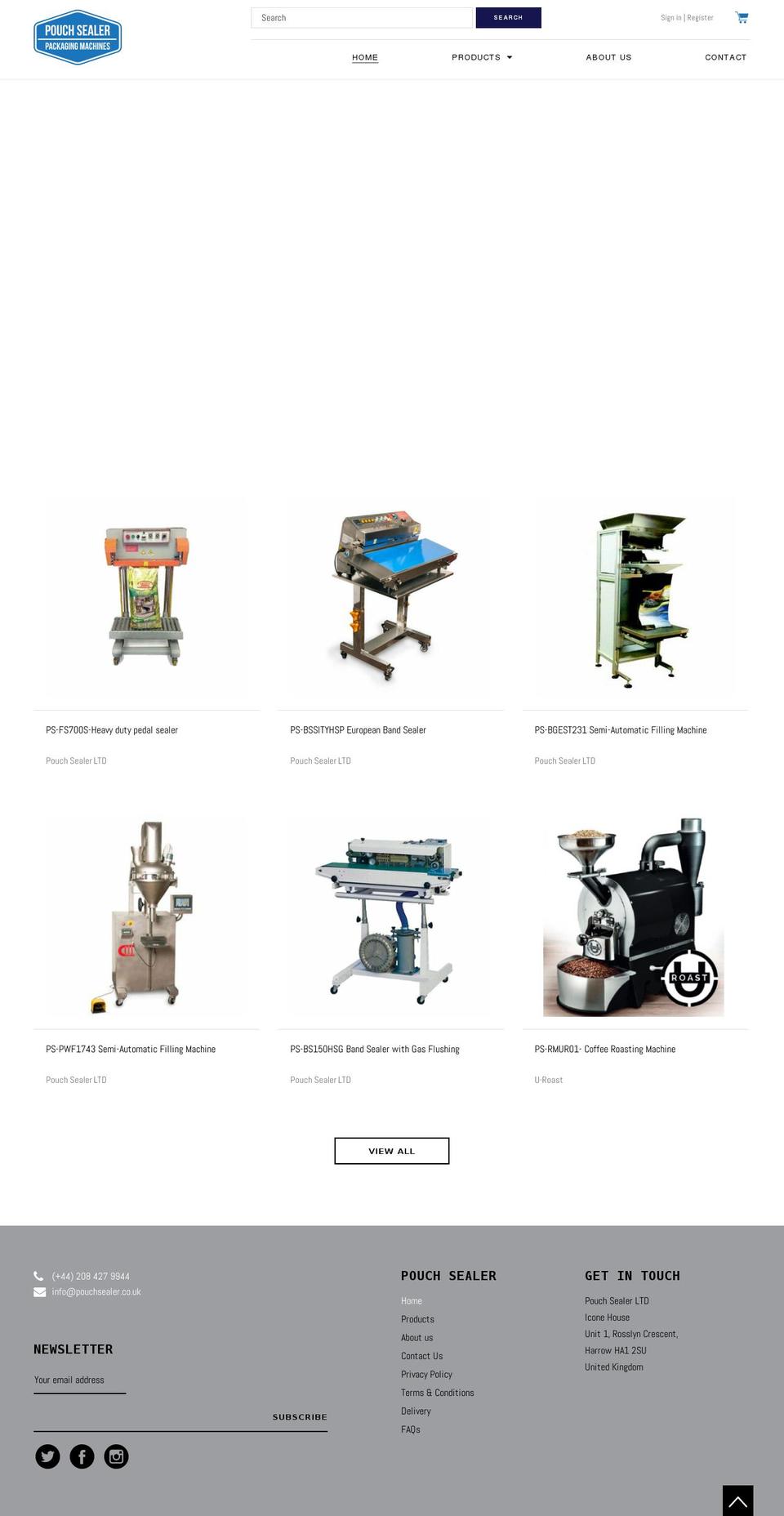 pouchsealer.co.uk shopify website screenshot