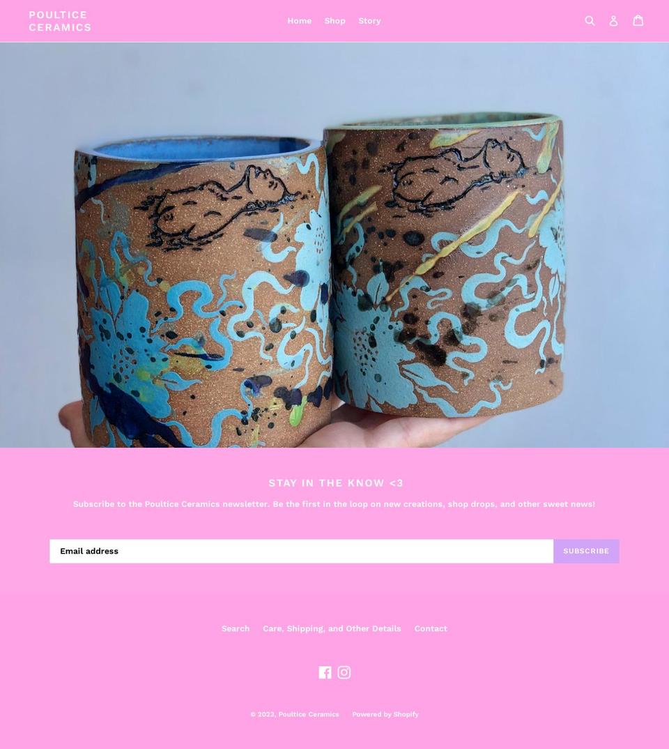poulticeceramics.com shopify website screenshot