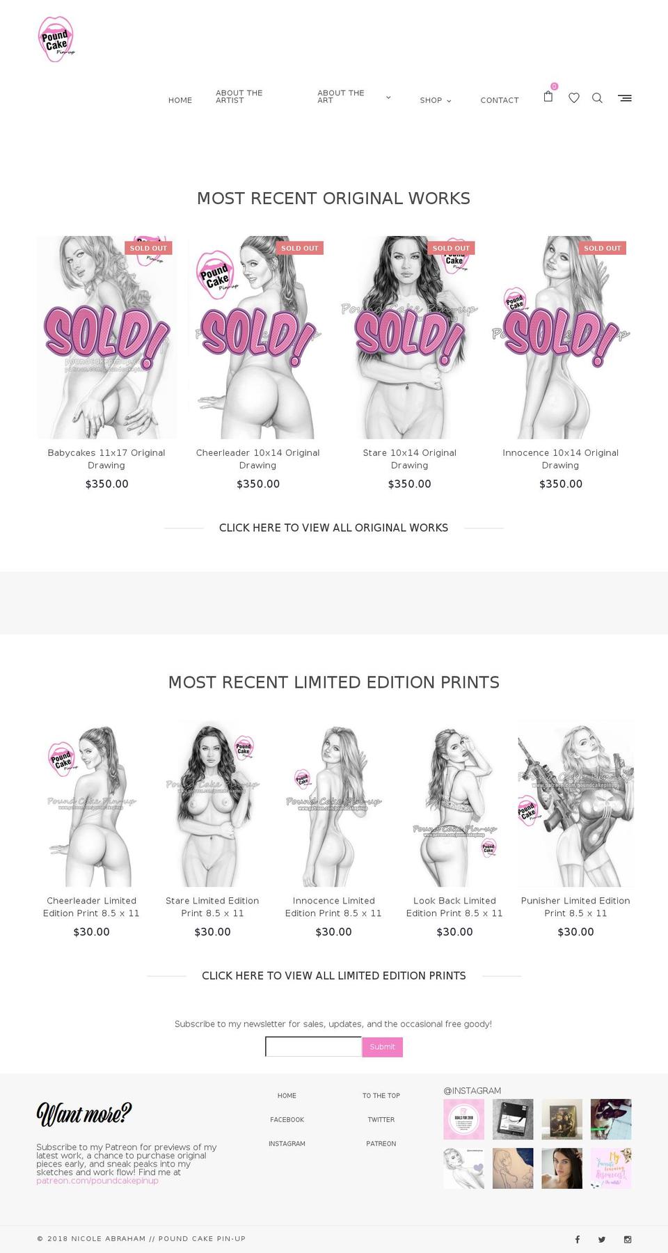 poundcakepinup.com — Shopify storefront screenshot
