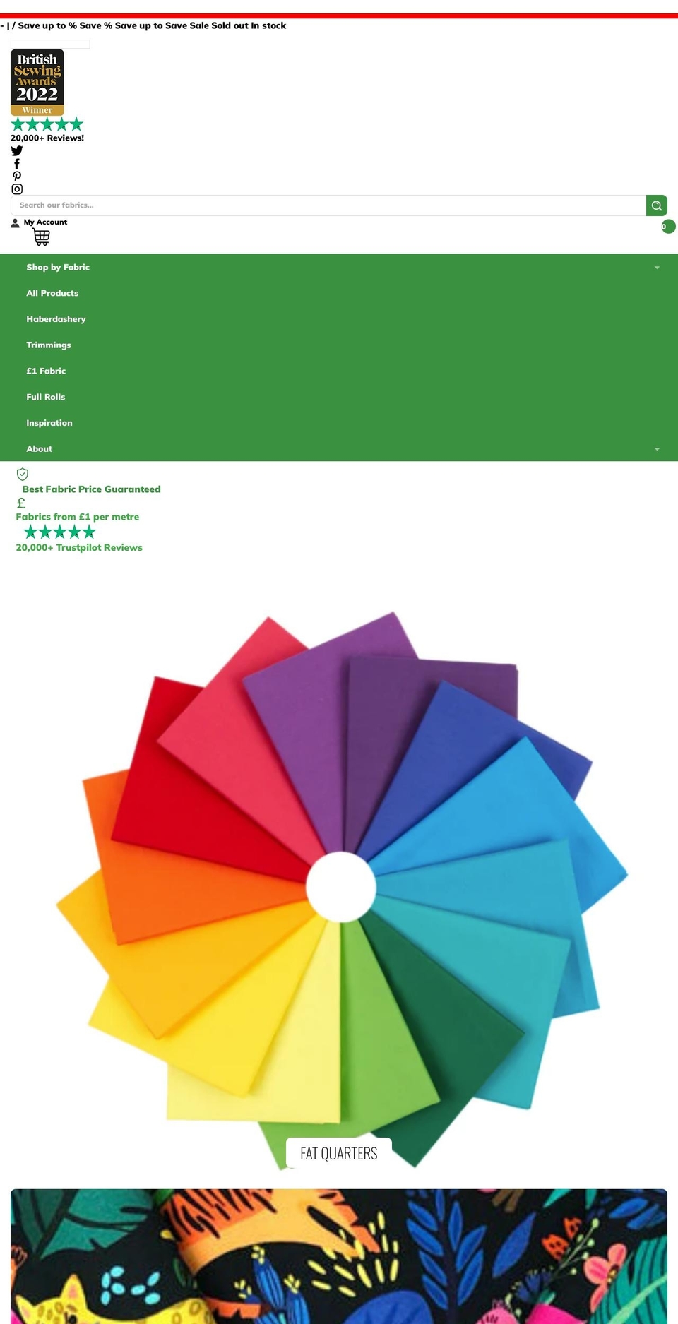 poundfabrics.co.uk shopify website screenshot