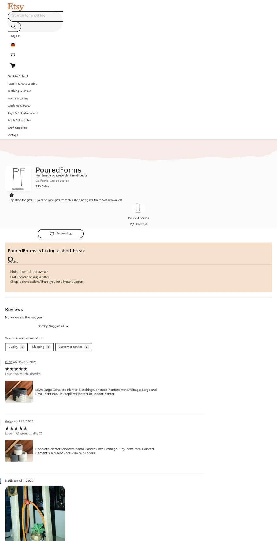 pouredforms.com shopify website screenshot