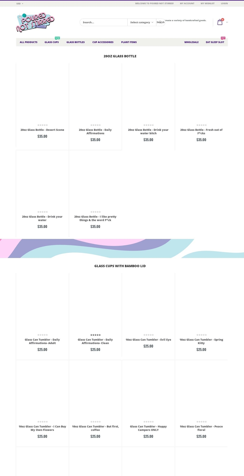 pourednotstirred.com shopify website screenshot