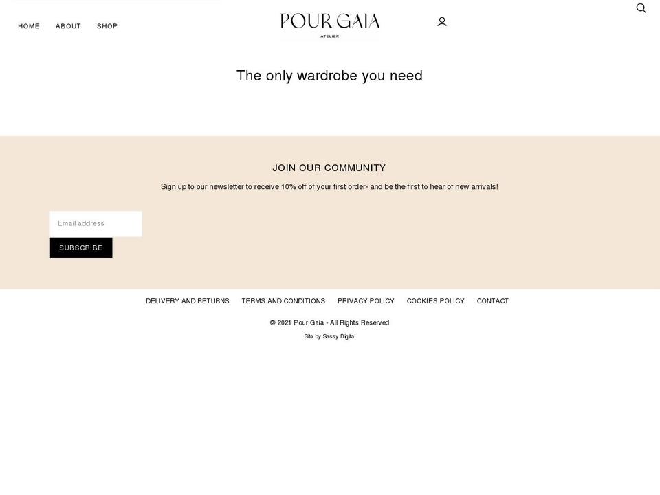 pourgaia.com shopify website screenshot