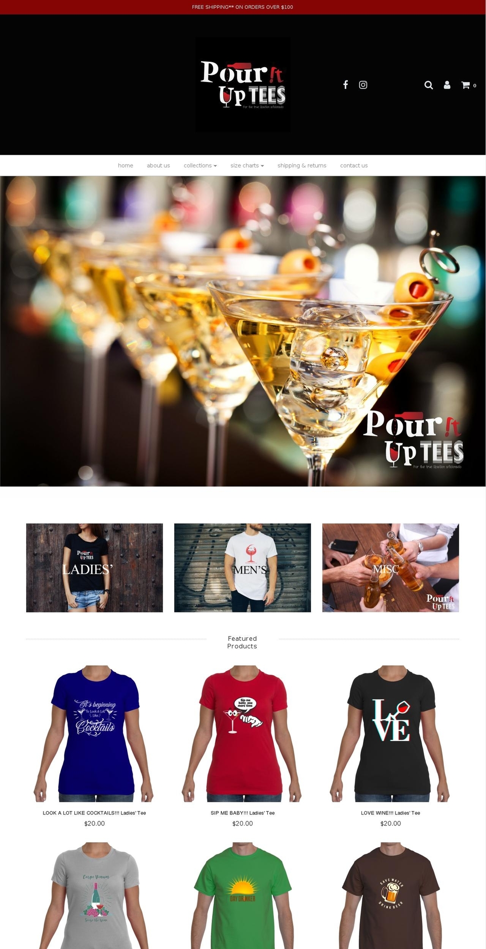 pourituptees.com — Shopify storefront screenshot