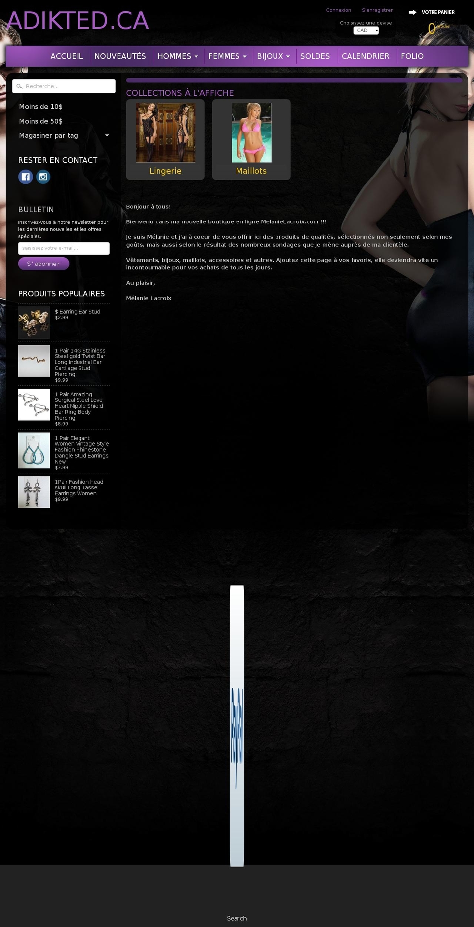 pourtesfolies.com shopify website screenshot