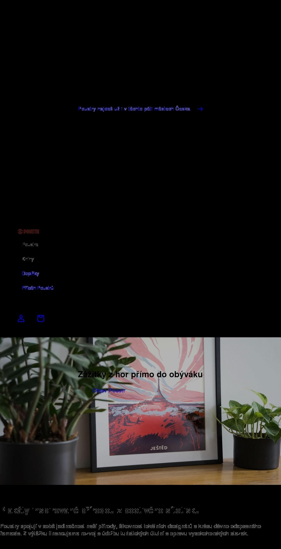 poustr.cz shopify website screenshot