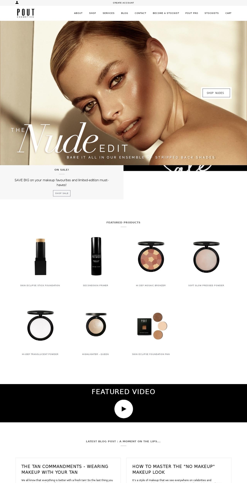 poutcosmetics.com.au shopify website screenshot