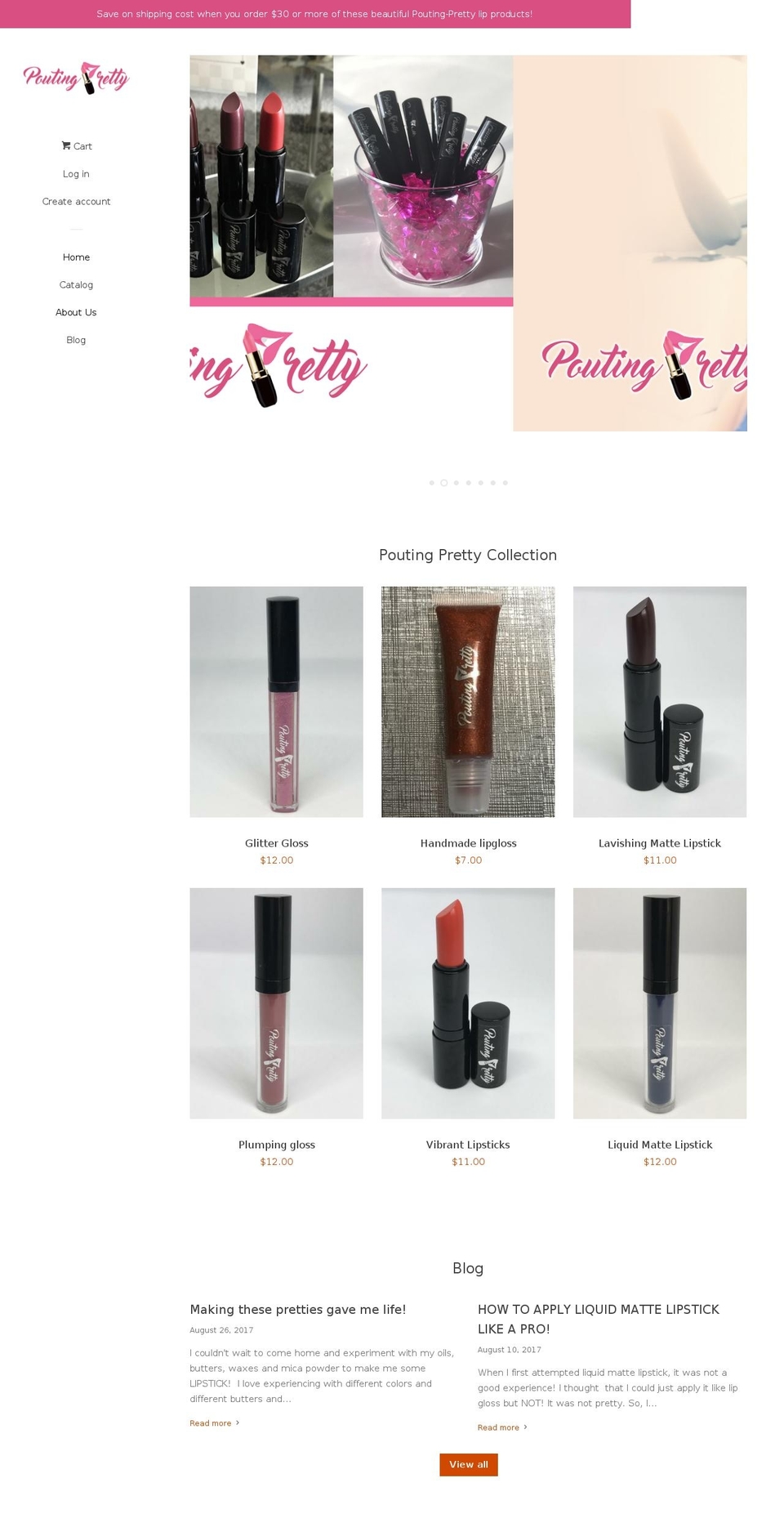 pouting-pretty.com — Shopify storefront screenshot
