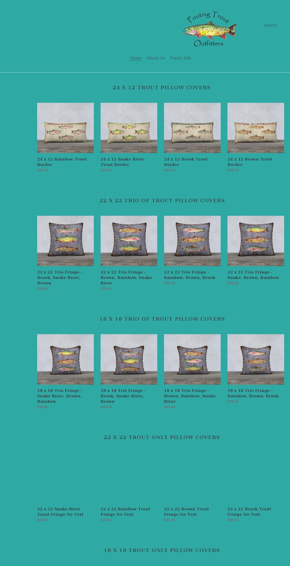 poutingtrout.com shopify website screenshot