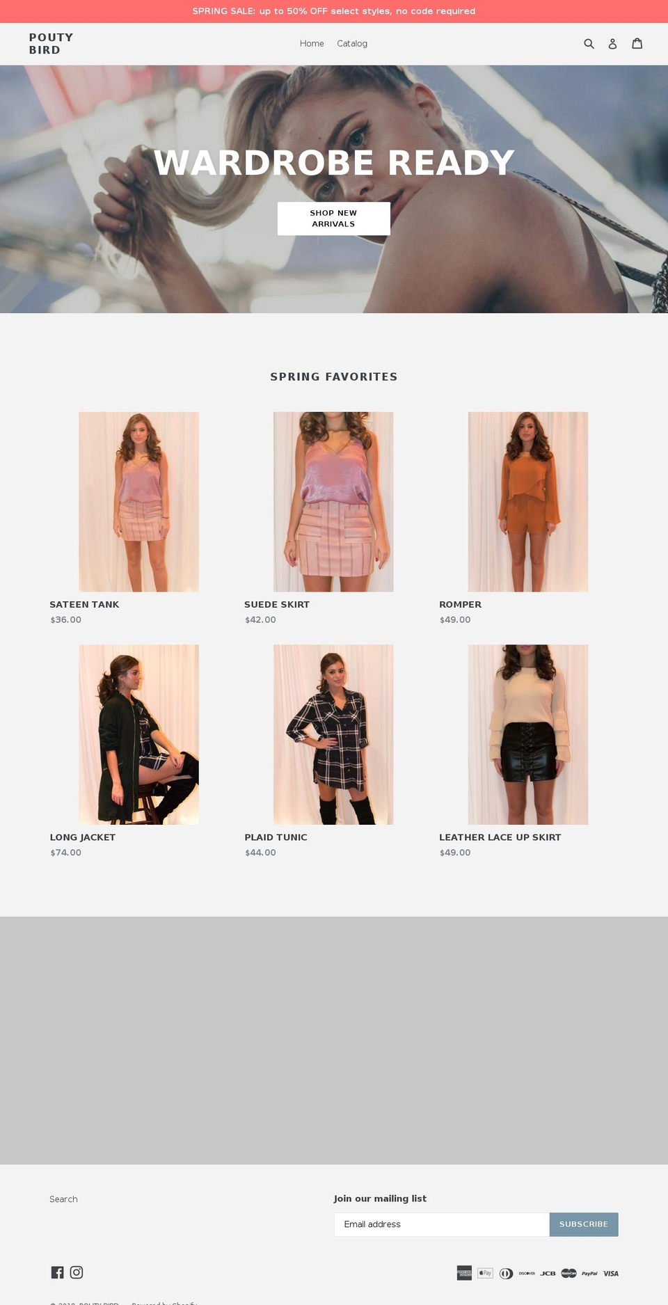 poutybird.com — Shopify storefront screenshot