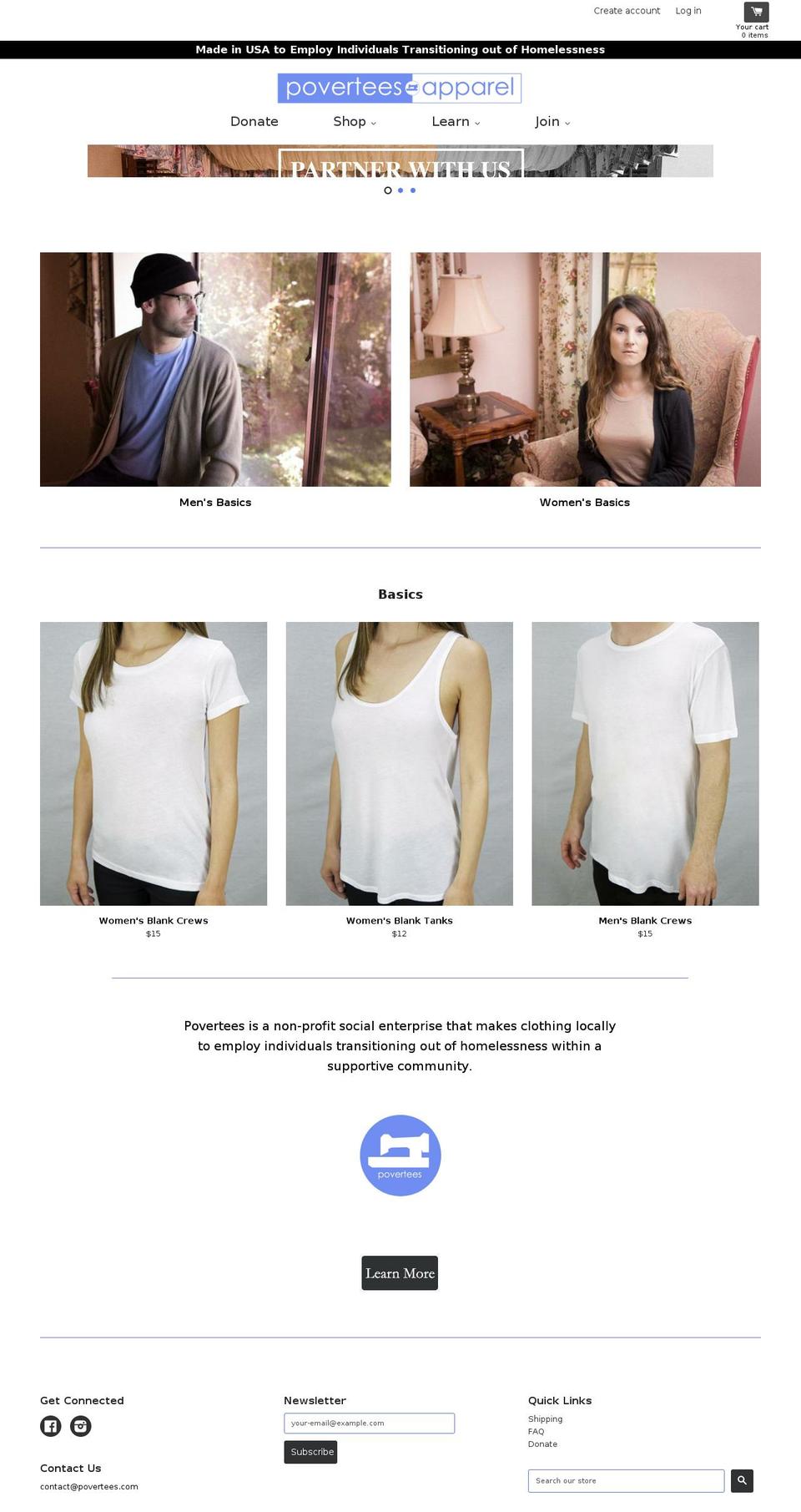 povertees.org shopify website screenshot