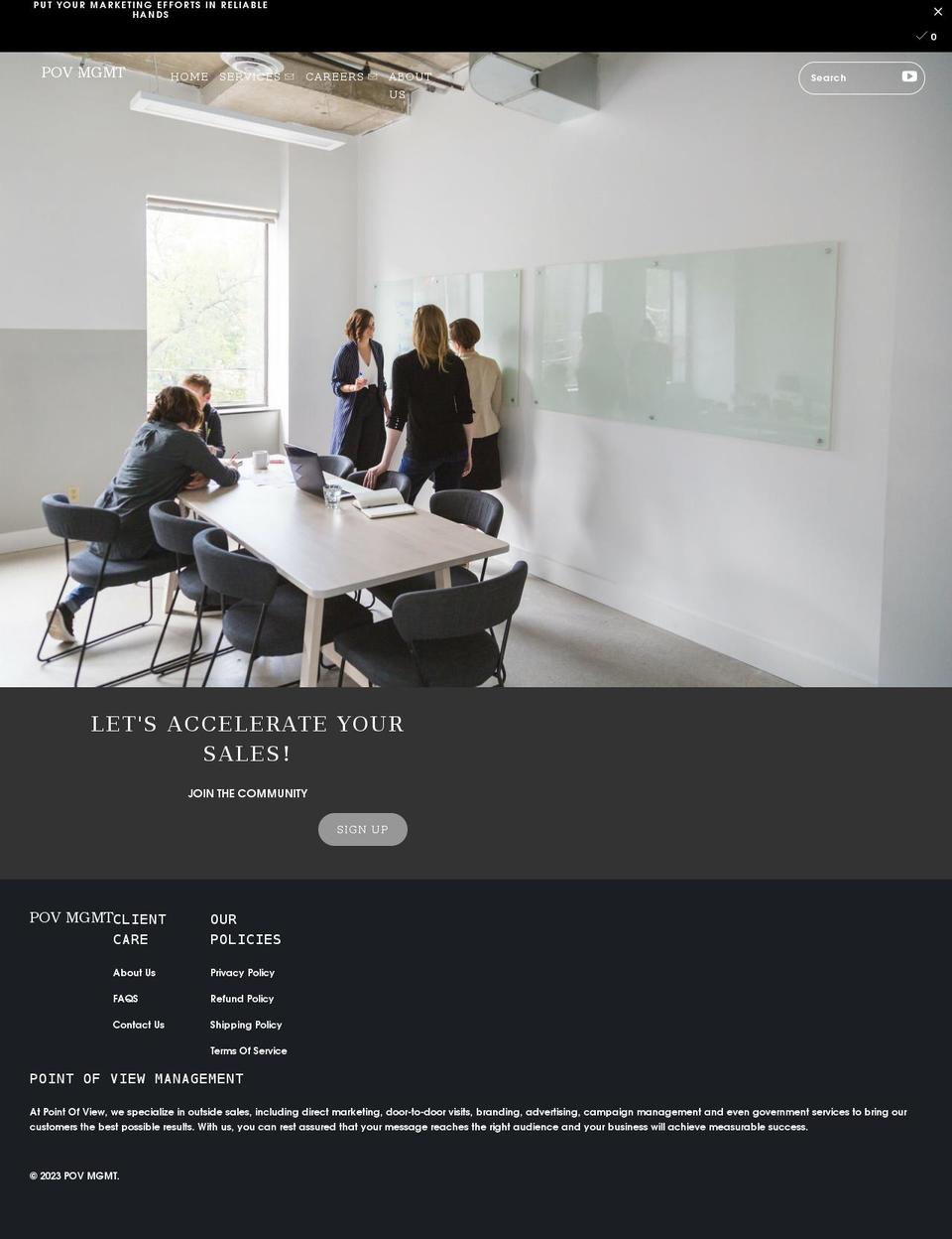 povmgmt.com shopify website screenshot