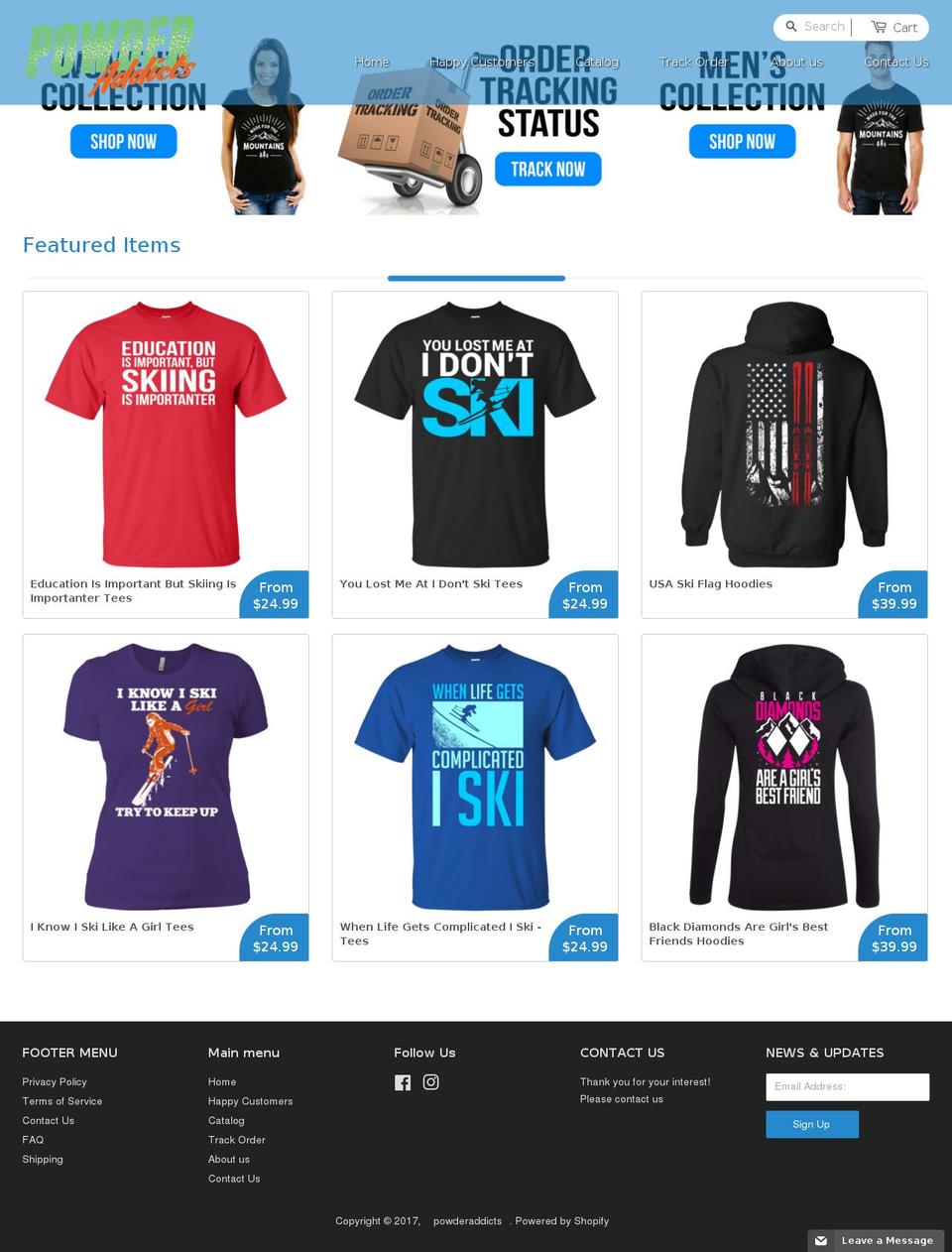 powderaddicts.com shopify website screenshot