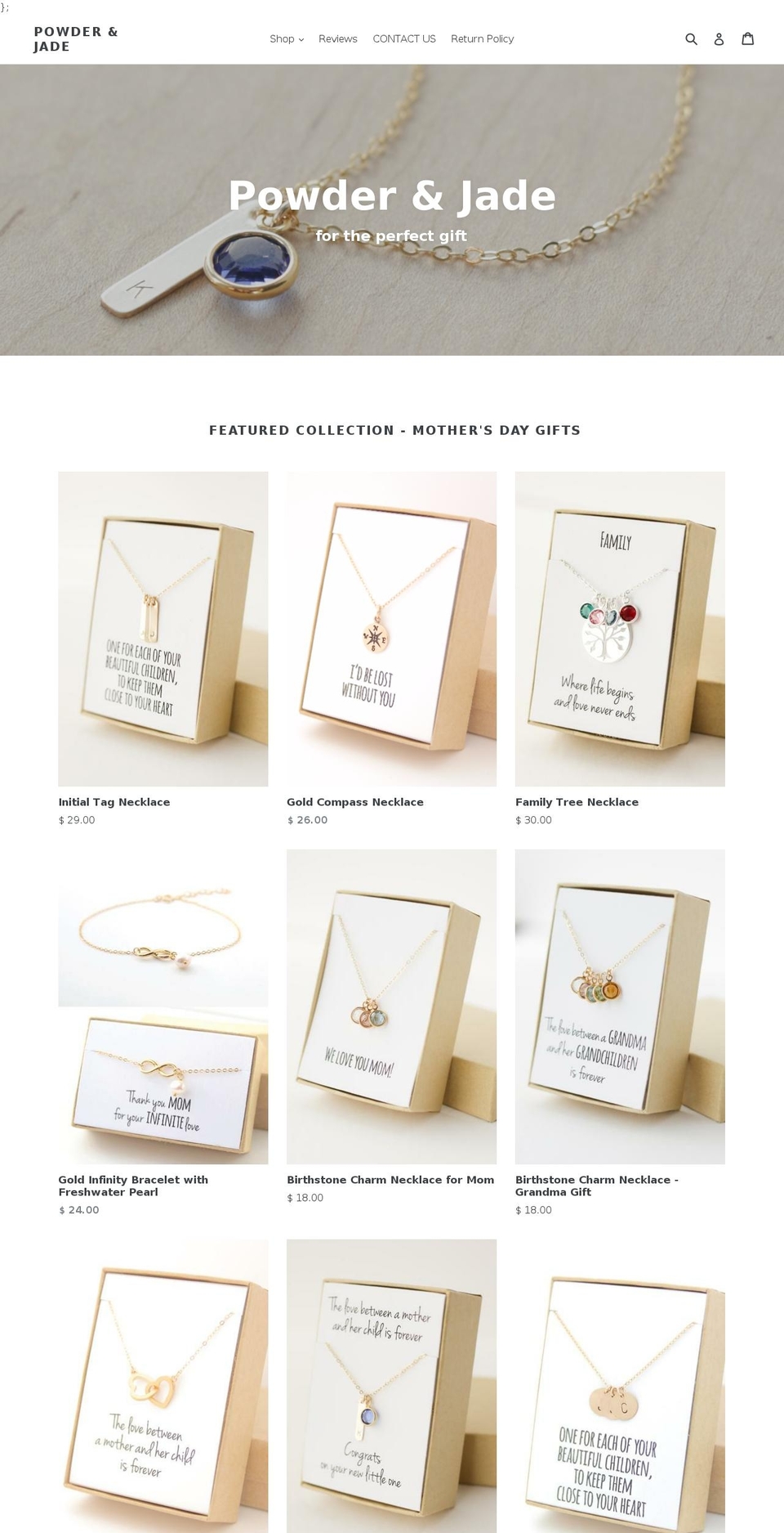 powderandjade.com shopify website screenshot