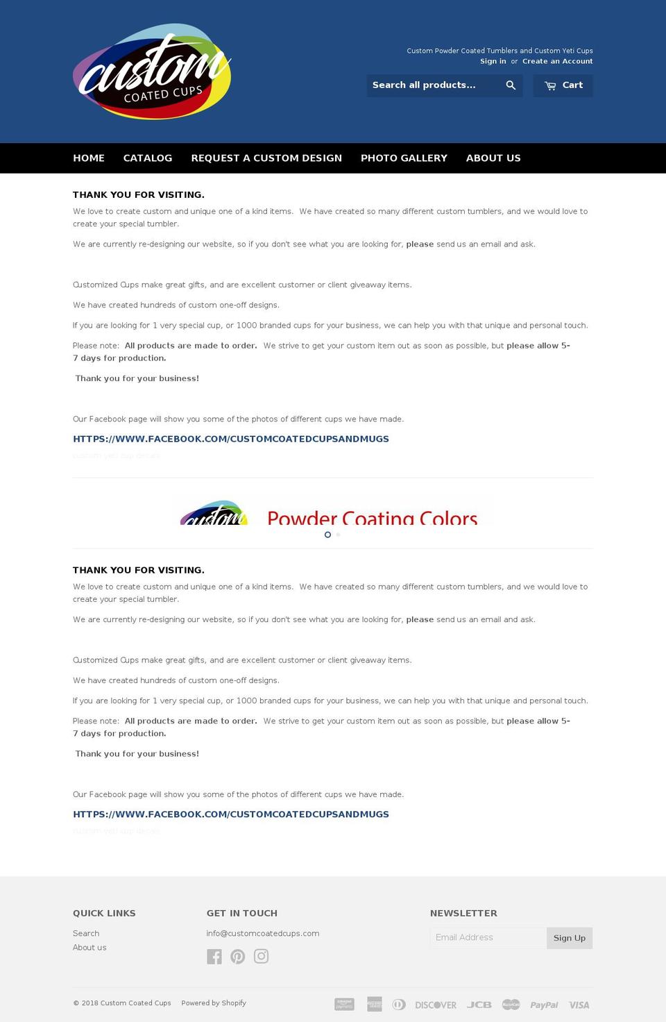 powdercoatedcup.com — Shopify storefront screenshot